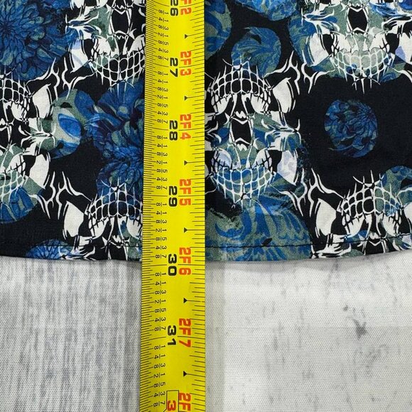 NWT Robert Graham Alloway Button Shirt S Blue Flip Cuff Floral Skull Mens $198 - Picture 8 of 12